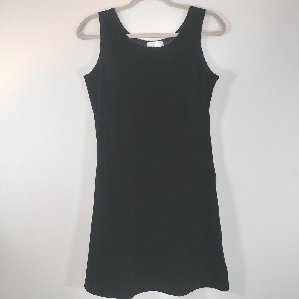 The Limited Vintage Black Velvet Sleeveless Shift Dress Size 16 Made in USA 90s